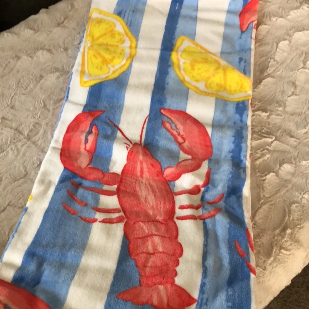 Kassafina Lobster and Lemon Striped Beach Towel